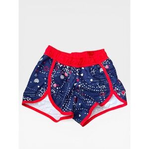 Ocean Pacific Girls Navy Red Heart Star Athletic Dolphin Shorts Size S 6-6X